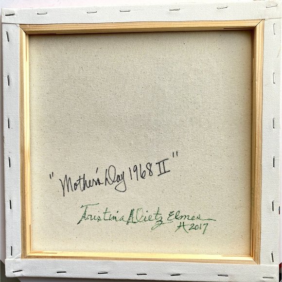 Mother’s Day 1968 II - Original Art Mixed Media Collage Painting 12"x12" - Picture 6 of 6